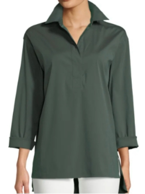 Lafayette 148 New York Tops - Lafayette 148 New York Forest Green Popover Tunic S Henley Top